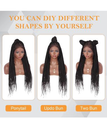 30 Alebery 13x6 HD Lace Front Knotless Box Braided Wig for Black Women - Lightweight Synthetic Cornrow Braids - Handmade with Baby Hair - Buy Online on GoSupps.com