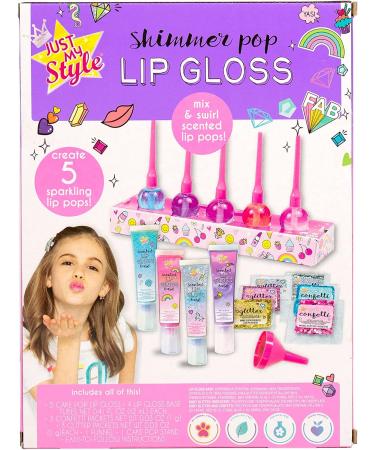 Just My Style Shimmer Pop Lip Gloss DIY Kit - Create 5 Lollipop-Shaped Glosses with Funnel, Containers, Base, Glitter & More - Buy Online on GoSupps.com