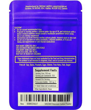 SHIZAM Potassium Iodide 130mg & 65mg Capsules - Survival Kit Supplement for Prepping - Buy Online on GoSupps.com