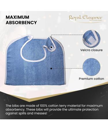 Premium Adult Bibs for Elderly Seniors and Disabled - Adjustable Terry Cloth Protectors in Blue - Buy Online on GoSupps.com