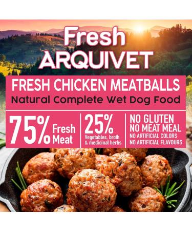 ARQUIVET Fresh Chicken Meatballs - Chicken Meatballs with Carrots and Peas - Pack of 6 units X 400g - Complete Food for All Types of Dog Breeds - Buy Online on GoSupps.com