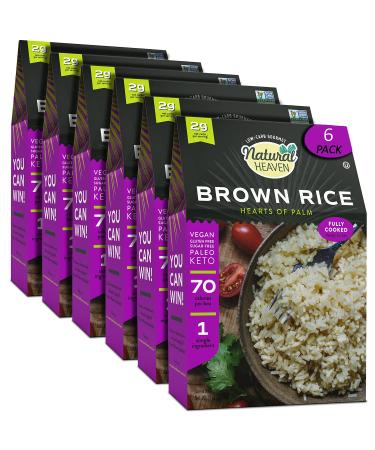 Natural Heaven Brown Rice Hearts of Palm Rice Gluten Free Vegan Low Carb Rice Brown Rice for a Keto Snack or Healthy Food Meal 6 Pack 9 Oz Ea
