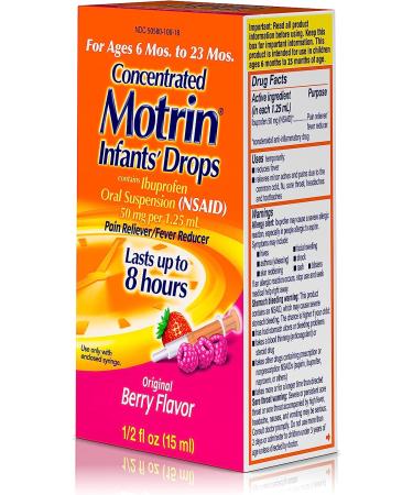 Motrin Infants Concentrated Drops - Berry Flavored Fever Reducer - 0.5 Oz (Pack of 2) - Buy Online on GoSupps.com
