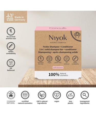  Niyok Niyok 2-in-1 Solid Shampoo + Conditioner "Soft Blossom" (80 g) Vegan Hair Soap Sustainable Shampoo and Conditioner 100% Cosmetic - Buy Online on GoSupps.com
