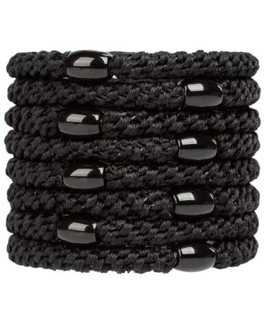 J.Carp 8pcs Black Hair Ties for Women Girls Elastics Hair Bands Ponytail Holder No Damage No Crete Hair Elastics Perfect for Girls and Women with Thick Or Curly Hair