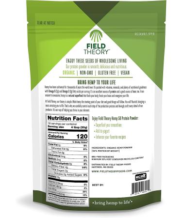 Field Theory Hemp Pro 50 Protein Powder - Organic 16oz Hemp Seed Plant Protein for Keto, Paleo, and Kosher Diet - Buy Online on GoSupps.com