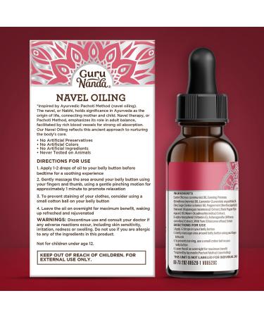 GuruNanda Navel Oiling Ayurvedic Belly Button Oil with Castor Neem & Vitamin E | Supports Digestion Detox Hydration & Stress Relief | 100% Natural & Pure | 2 fl oz - Buy Online on GoSupps.com