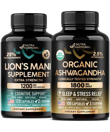 NUTRAHARMONY Lions Mane & Organic Ashwagandha Capsules