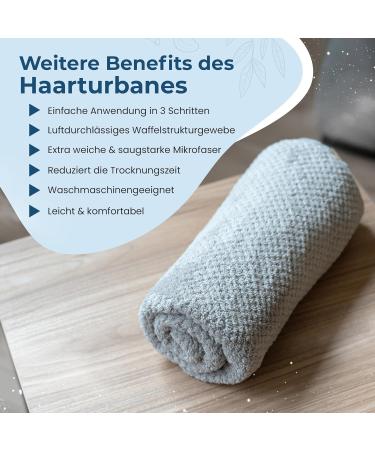 Eponox Premium Microfiber Hair Towel - Quick-Drying Super Soft Elastic Band Waffle Design for Long Hair - Ideal Hair Dryer Towel in Gray - Buy Online on GoSupps.com
