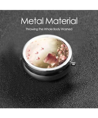 Buy Pink Butterfly Portable Metal Pill Box Round Mini 3-Compartment Travel Case with Hinged Fastening Design - Buy Online on GoSupps.com