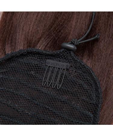 Kinky Drawstring Ponytail Hairpiece for Women - YAKI Straight Hair Extension 55cm Dark Brown Wig - Buy Online on GoSupps.com