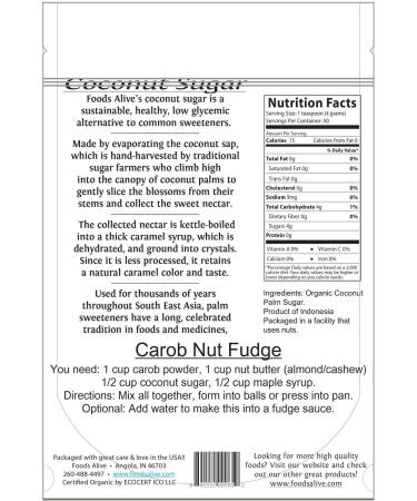 Organic Coconut Sugar - Foods Alive Superfoods (14 oz) | Healthy Sweetener - Buy Online on GoSupps.com