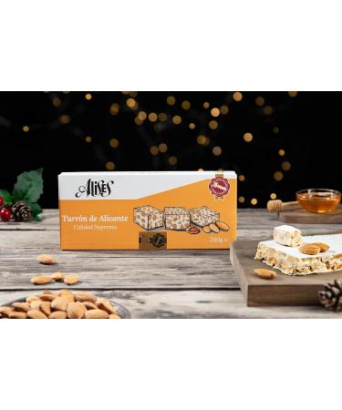 Alises Turr n de Alicante - Almonds and Honey - Supreme Quality - 100% Natural - Gluten Free Lactose Free - Nougat 200g (Hard) - Buy Online on GoSupps.com