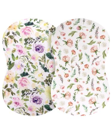 Pobibaby - 2 Pack Premium Bassinet Sheets for Standard Bassinets - Ultra-Soft Premium Knit, Stylish Floral Pattern, Safe and Snug for Baby (Allure) Bassinet Sheets -2Pack