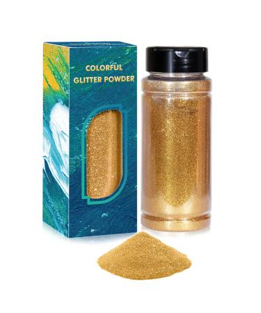 Bazayona Ultra Fine Glitter Powder 3.5oz Multi Purpose Premium Glitter for Arts & Crafts Epoxy Resin Jewelry Making Decoration Weddings Cards Flowers Cosmetic Body Nails Hair - Gold