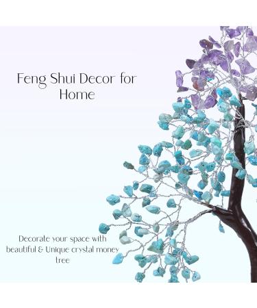 Turquoise & Amethyst Stone Tree - Spiritual Housewarming Gift for Women - Feng Shui Decor - Buy Online on GoSupps.com