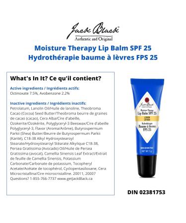 Jack Black Moisture Therapy Lip Balm SPF 25 Lemon - Buy Online on GoSupps.com