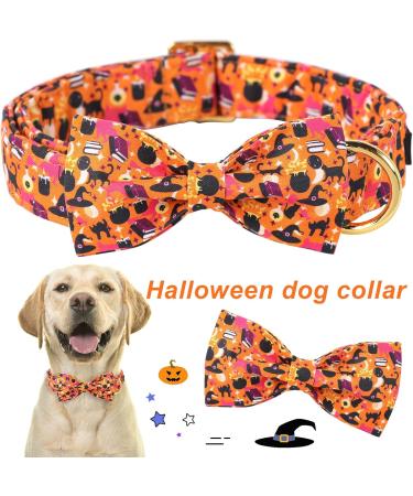 Aring Pet Halloween Dog Halison - Sweet Orange Festival Neck Strap with Bow | Adjustable Cotton for Medium Dogs | Pack of 1 - Buy Online on GoSupps.com