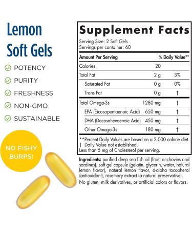 Nordic Naturals ProOmega Lemon 1000 mg - 120 Soft Gels | Omega-3 Fish Oil Supplement - Buy Online on GoSupps.com