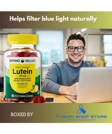 Lutein 20mg- Gummies 60ct with Zeaxanthin (Pack of 1) Boxed by Fusion Shop Store - Buy Online on GoSupps.com