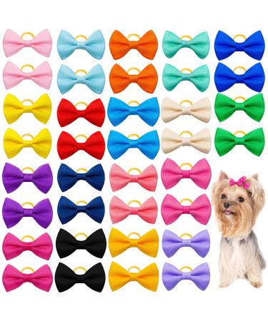 Suxgumoe Dog Hair Bows 36Pcs Mixed Colors Dog Hair Bows with Elastic Rubber Bands Cute Dog Grooming Bows Puppy Hair Accessories for Long Hair Pet Dogs Cats - Buy Online on GoSupps.com
