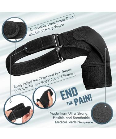 Shoulder Brace for Pain Relief & Support | Left & Right Arm Compression Strap for AC Joint, Tendonitis, Bursitis | Stabilizer for Dislocation, Subluxation, Tendinitis in Men & Women - Buy Online on GoSupps.com