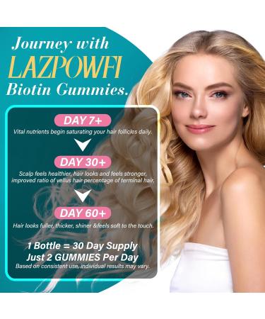 Lazpowfi Hair Skin and Nails Vitamins Biotin with Vitamin A B6 C D E Supports Hair & Nails Growth for Men and Women Biotin Gummies + Advanced Collagen Capsules - Buy Online on GoSupps.com