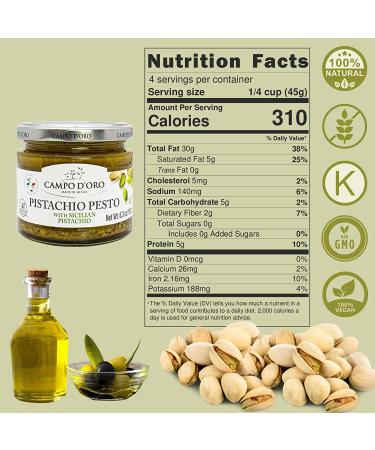 Pistachio Pesto - Sicilian Savory Creamy Spread - 6.35oz Glass Jar from Sicily by Campo D'Oro - Buy Online on GoSupps.com