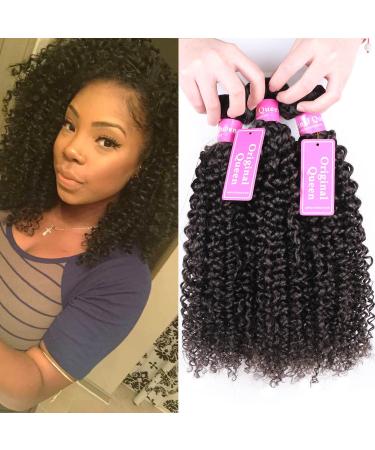 Original Queen 100% Brazilian Unprocessed Virgin Kinky Curly Human Hair Weave 3 Bundles Deep Curly Hair Extensions Mixed Length 8 10 12inches 8 10 12 Inch