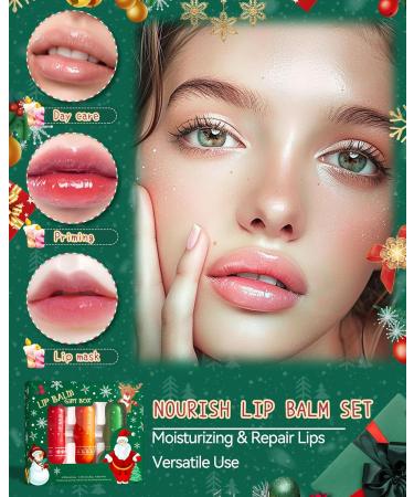 Christmas Lip Balm Kit-3Pcs Moisturing Pink Clear Lip Care Moisturer Hydrating Lip Balm Repair for Dry Cracked Lip balm stick Vegan Lip Care Product Lip Treatment Stocking Stuffer Gift Set for Women - Buy Online on GoSupps.com