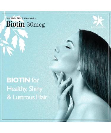 Biotin 30mcg Supplement for Hair Growth Strong Hair and Glowing Skin Fights Nail Brittleness 90 Tablets - Buy Online on GoSupps.com
