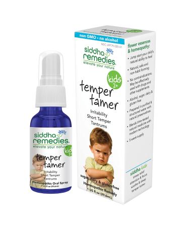 Siddha Remedies Temper Tamer Spray for Children | 100% Natural Homeopathic Remedy with Traditional Homeopathic Ingredients, Cell Salts and Flower Essences| No Alcohol | No Sugar