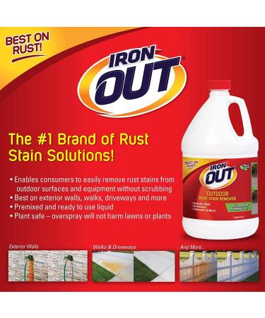 Iron OUT Liquid Rust Stain Remover - 1 Gallon | Removes Rust Stains from Concrete & Vinyl Outdoors | No Scrubbing Needed | Safe & Unscented - Buy Online on GoSupps.com