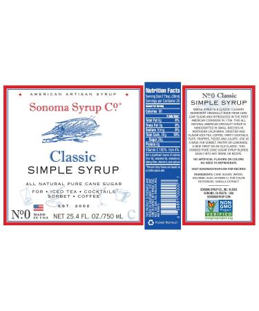 Sonoma Syrup Co Classic Simple Syrup 25.4 Fl Oz - Premium Quality Syrup for Cocktails and Desserts - Buy Online on GoSupps.com