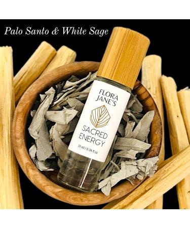 Essential Oil Roll On with Palo Santo & White Sage | Flora Jane's Sacred Energy Blend with Crystals | Organic Coconut Oil - 10ml Rollerball - Buy Online on GoSupps.com