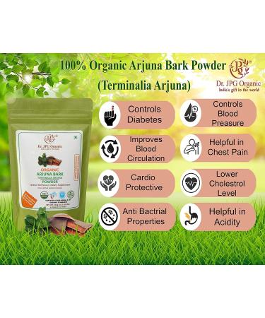 AZAZ Dr. JPG Organic Arjuna Chaal Powder-228g-An Herb For Blood Pressure & Bad Cholesterol- Terminalia Arjuna-INDIA ORGANIC Certified-100% Organic (114g X 2PC 228g ) - Buy Online on GoSupps.com