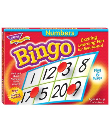 TREND ENTERPRISES: Numbers Bingo Game, Exciting Way for Everyone to Learn, Play 6 Different Ways, Perfect for Classrooms and At Home, 2 to 36 Players, For Ages 4 and Up