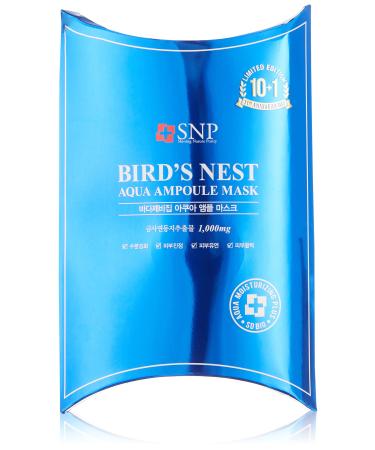 SNP Bird's Nest Aqua Ampoule Mask 10 Sheets 0.84 fl oz (25 ml) Each
