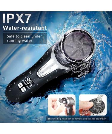 Professional Rechargeable Electric Callus Remover with Vacuum - Waterproof Pedicure Tools Kit for Foot Care - Includes 3 Heads, 2 Speeds, LCD Display - Black - Buy Online on GoSupps.com