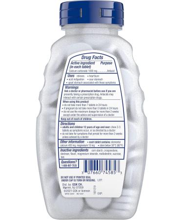 TUMS Ultra Strength Peppermint Antacid Tablets - 72 Count (Pack of 2) | Fast Heartburn Relief | International Shipping Available - Buy Online on GoSupps.com