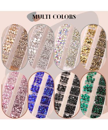 Champagne Gold Nail Rhinestones & Beads Set - 3220Pcs Flatback Gems & Round Beads for Nail Design Makeup & Acrylic Nails - A01-Champagne Gold-2 Boxes - Buy Online on GoSupps.com