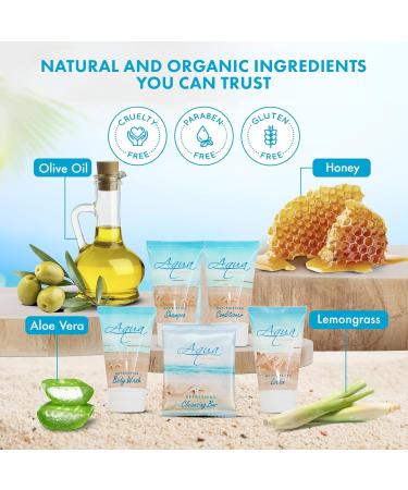 Shoppe All-In-Kit: Aqua Organics Hotel Toiletries Set | 1oz Travel Size Shampoo Conditioner Lotion Body Wash & Bar Soap | Ideal for Guest Hospitality AirBnB & Vacation Rentals | Bulk 5-Piece Pack - Buy Online on GoSupps.com