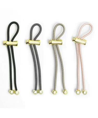 Pulleez Pony Party Sliding Ponytail Holder  Set of 4 - Gold Metalized Charms - Black/Dark Roast/Latte/Blush Elastic Hair Tie Bracelet - Buy Online on GoSupps.com
