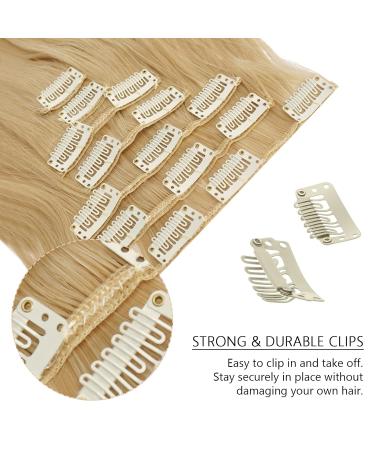 Feshfen Clip-In Hair Extensions Set - Wavy 16 Clips 50cm Strawberry Blonde & Bleach Blonde Synthetic Hair for Women - Buy Online on GoSupps.com
