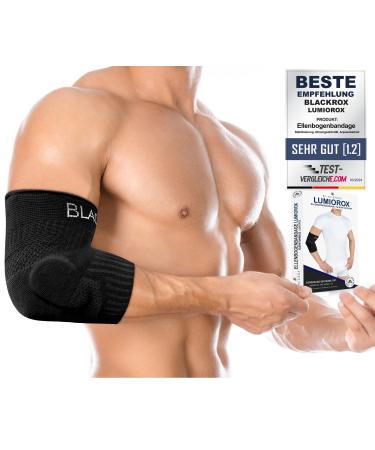 Blackrox elbow bandage comparison winner 2024 Gr.S-L |For women & men |Tennis arm bandage |Perfect for sports golf tennis & bodybuilding |Lumioro |Black Gr.S s black