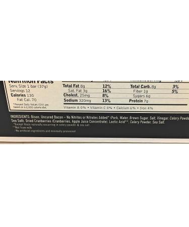 Epic Bison Uncured Bacon Cranberry Bars - 12 Pack, 1.3 oz Each - Protein Snack - Buy Online on GoSupps.com