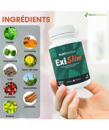ExiSlim by Nutrisolution | Powerful Fat Burner | Contains Perilla Turmeric Vegan | Weight Loss Support | Men & Women | 60 Capsules | Made in France - Buy Online on GoSupps.com
