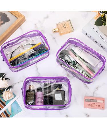 12-Piece Clear PVC Zippered Cosmetics Bag Set - Waterproof Toiletry Carry Pouch for Makeup - Purple Medium - Buy Online on GoSupps.com