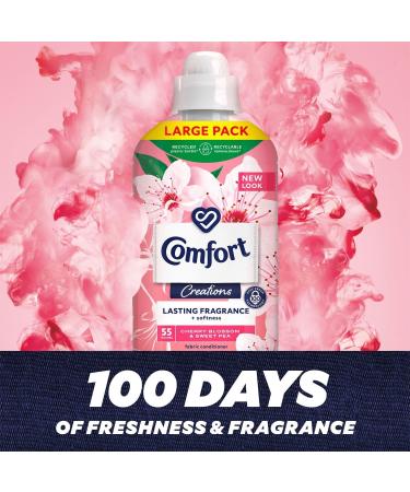 Comfort Creation Concentrated Fabric Conditioner with 100 Days of Long-Lasting Fragrance and Softness Intense Liquid Fabric Softener 55 Washes 1.65L (Cherry Blossom & Sweet Pea Buy 4) - Buy Online on GoSupps.com