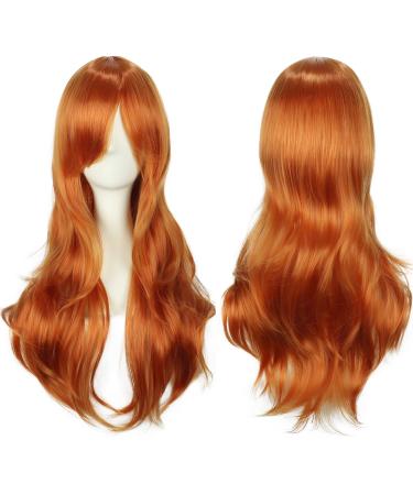 colorful panda 28 Inch/70cm Women Side Bangs Long Curly Full Hair Wig for Women Girls Anime Cosplay Halloween Costume Party (Ginger) Orange - Buy Online on GoSupps.com